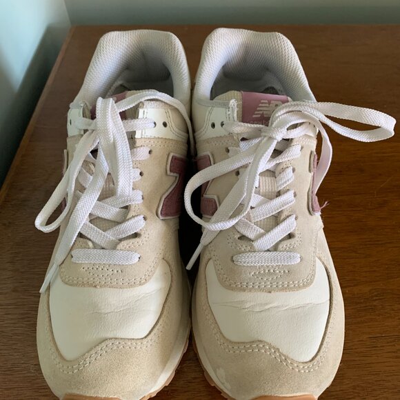 New Balance #574 Sneakers Color: Linen with Light Purple/Mauve - Picture 5 of 6